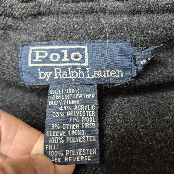Polo by Ralph Lauren Black Leather Button Up Coat - Picture 14 of 16